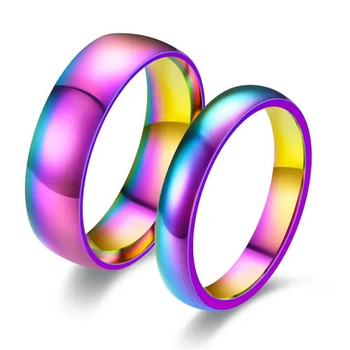 RTM3348 Mirror Finish Seven-Color Ball Couple Rings Unique Inner Outer Design