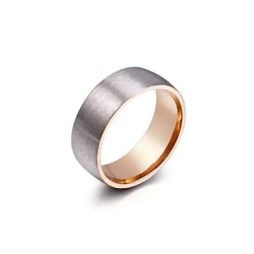 RTM3136 Comfort-Curve Titanium Steel Couple Rings Sleek Inner Outer Design Jewelry