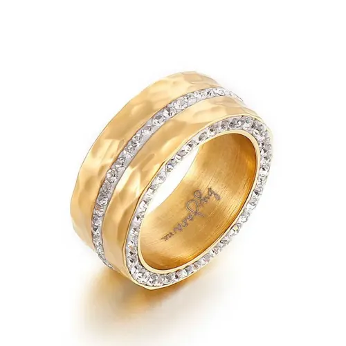 RTM3155 Elegant Women's Stainless Steel Ring with Side Diamonds Diverse Jewelry Collection