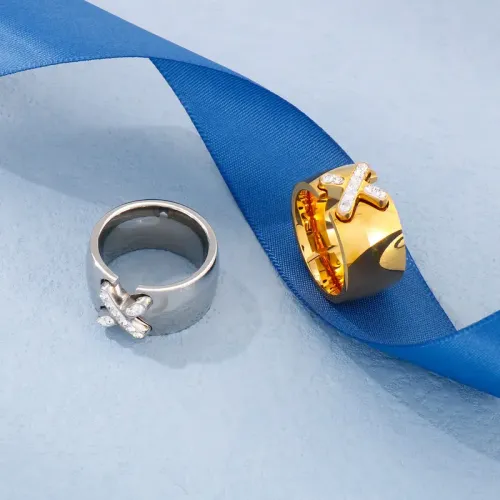 RTM3030 X-Shaped Zircon Diamond Women's Ring Titanium Steel Luxury Jewelry