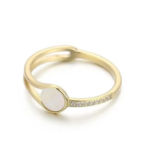 RTM3059 Chic Geometric Diamond Shell Ring Elegant Stainless Steel Women's Jewelry