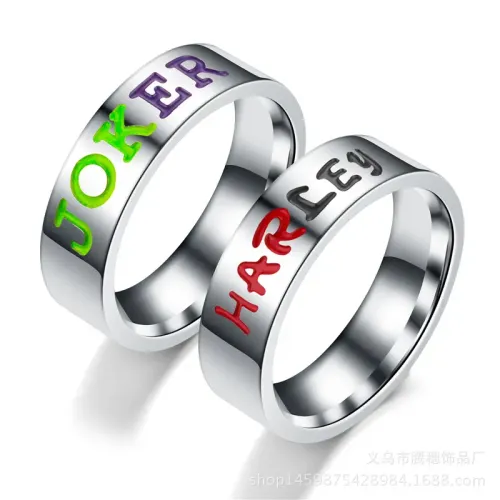 RTM3357 Suicide Squad Joker Harley Inspired Couple Ring Unique Love Bands