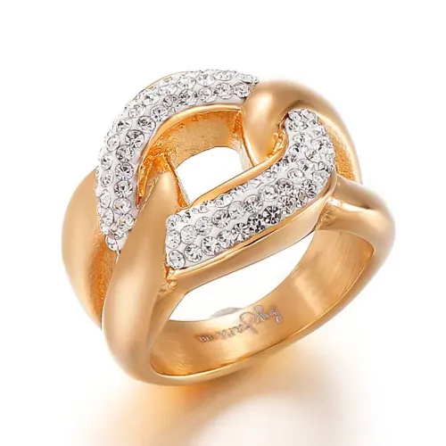 RTM2960 Elegant Rhinestone Stainless Steel Ring for Women Durable Fashion Jewelry