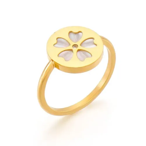 RTM3190 Elegant Diamond Titanium Steel Ring Geometric Pattern Women's Jewelry