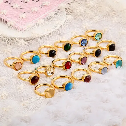 RTM3020 Multicolor opal Titanium Steel Ring Stainless Women Fashion Jewelry