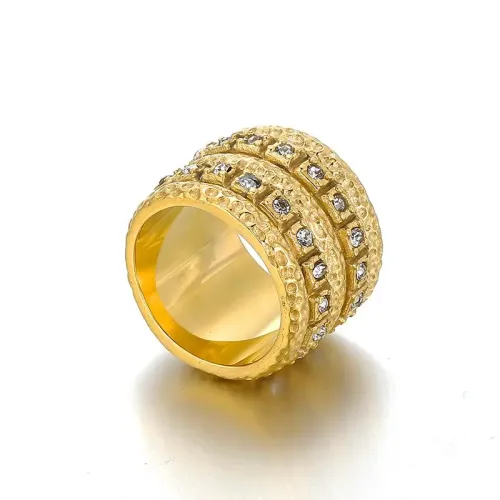 RTM3309 Luxury Diamond Wide Band Knuckle Ring Elegant Women's Fashion Jewelry