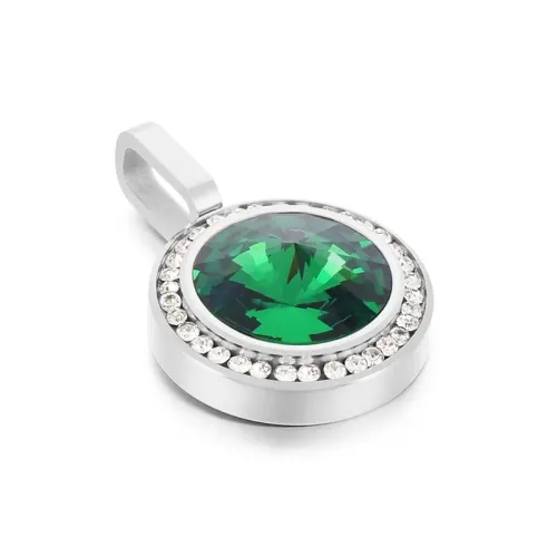 NTM4110 Multi-Color Round Diamond Stone Pendant Titanium Steel Jewelry