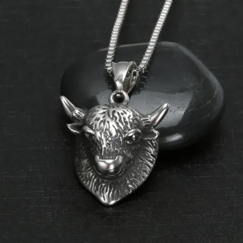 NTM4035 Gothic Punk Bull Head Pendant Stainless Titanium Steel Casting Jewelry
