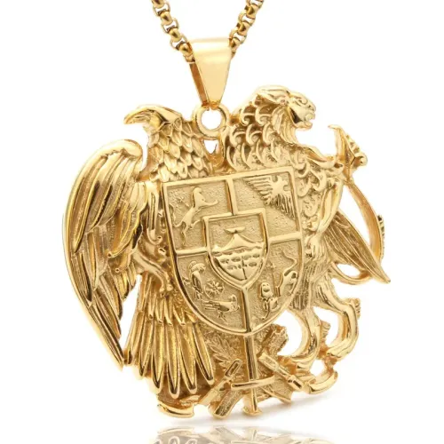 NTM4023 Double Eagle Pendant Titanium Stainless Steel U.S. Secret Service Badge Necklace