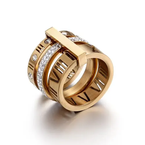 RTM3326 Elegant Multi-Ring with Roman Alphabet Trendy Jewelry Accessory