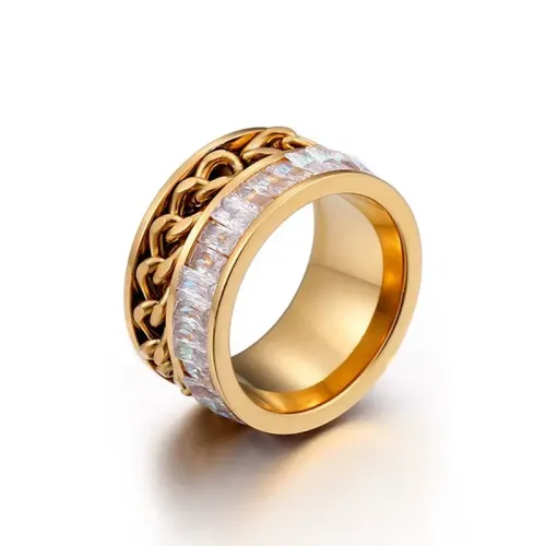 RTM3276 Elegant Zirconia Chain Ring Trendy Fashion Jewelry Piece