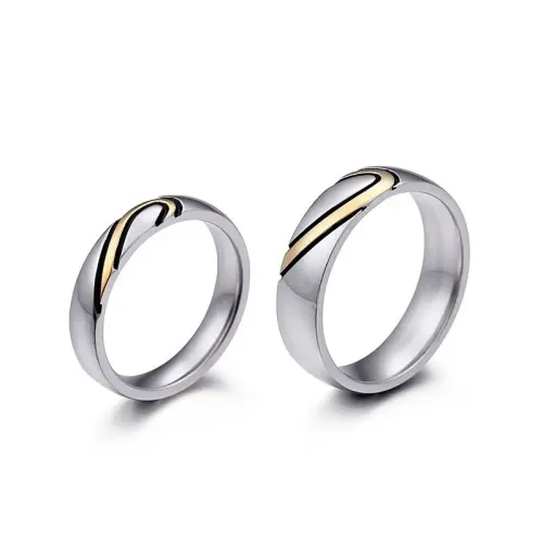 RTM3146 Golden Love Shape Couple Rings for Chinese Valentine's Day Perfect Matching Jewelry