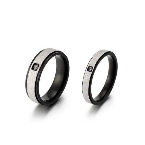 RTM3140 Black Frosted Solitaire Titanium Steel Ring Chic Unisex Couple Jewelry