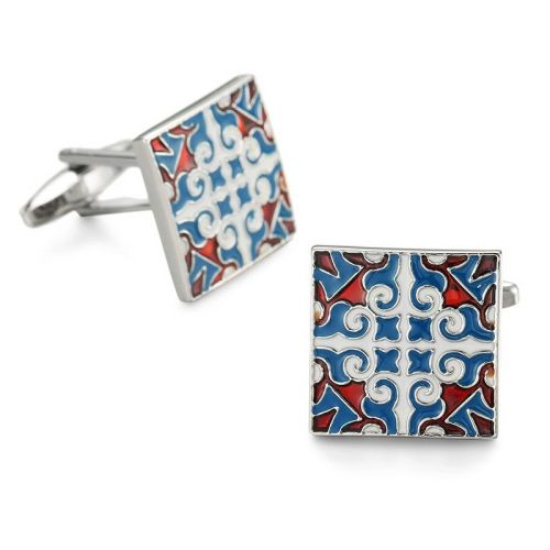 CF21 Buckle enamel geometric gilt pattern men's copper sleeves