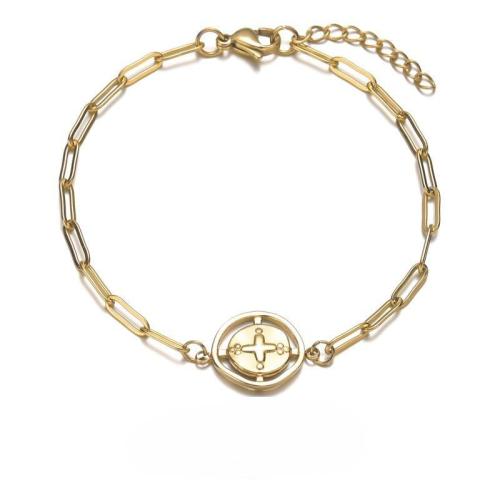 BTM1649 Spring Collection: 14K Round Cross Bracelet for Women Stainless Steel Direct Ship