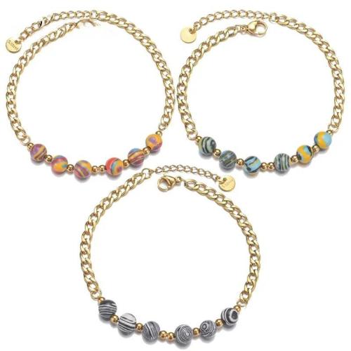 BTM1812 18K Gold Titanium Beaded Bracelet Bohemian Macaron Colors for Women Modern Chinese Style