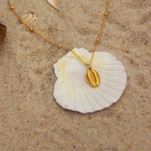 ONT11-1 Ocean Series Necklace for Women 18k Gold-plated Stainless Steel Conch Starfish Versatile Non-fading Commuter Necklace