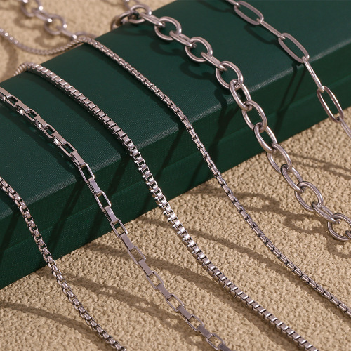 NTSMJ61 Wholesale Stainless Steel S Chain Blade Chain and Box Chain Necklaces for Women Fashion Jewelry