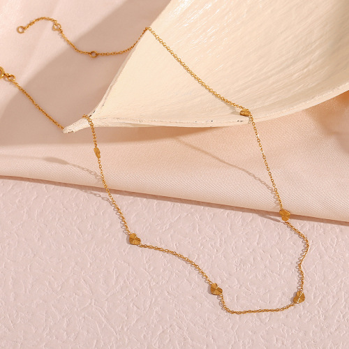 NTSMJ580 Gold Plated Stainless Steel Choker Necklace with Multiple Heart Pendants for Women Delicate Jewelry