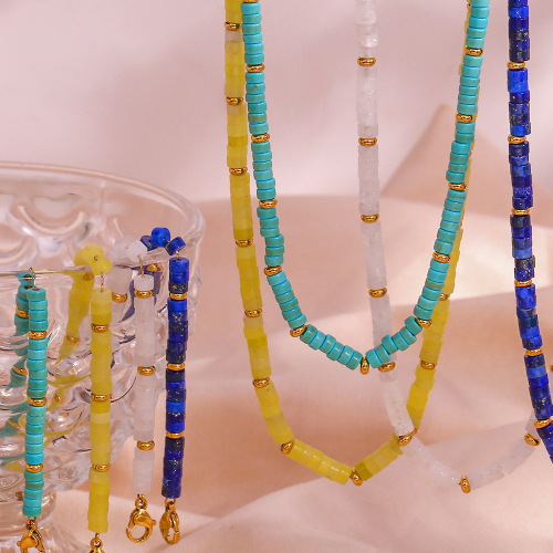 NTSMJ438 Natural Stone Beaded Jewelry Set for Women Necklace and Bracelet Collection