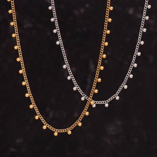 NTSMJ198 18K Gold Plated Stainless Steel Bohemian Beaded Tassel Pendant Necklace for Women Trendy Jewelry