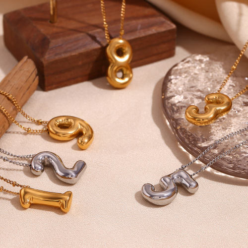 NTSMJ495 18K Gold Plated Party Balloon Number Pendant Necklace Trendy and Fun Jewelry for Women