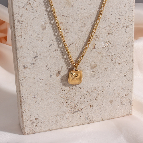 NTSMJ597 Stainless Steel Necklace with Abstract Body and Face Pendant for Women Unique Fashion Jewelry