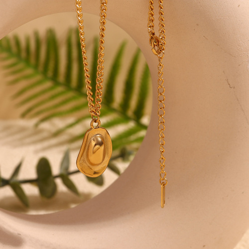 NTSMJ267 18K Gold-Plated Stainless Steel Geometric Avocado Pendant Necklace for Women Trendy Jewelry