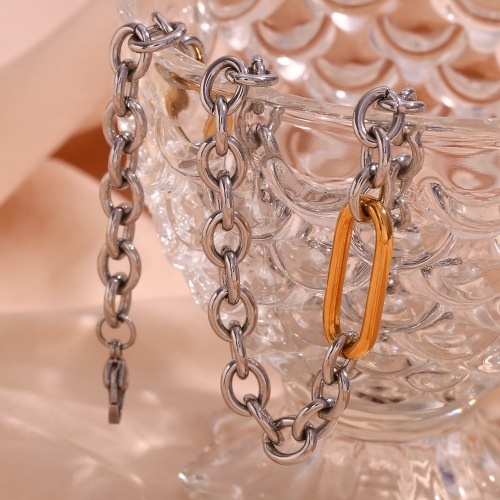 NTSMJ214 18K Gold Plated Stainless Steel O-Chain and Paperclip Clasp Necklace and Bracelet Set for Women Trendy Jewelry
