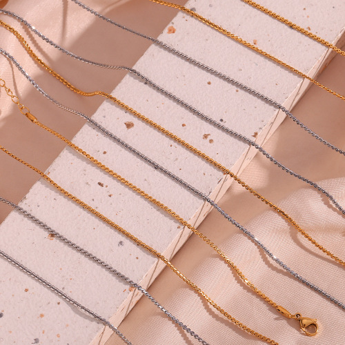 NTSMJ158 18K Gold Plated Stainless Steel Necklace and Waist Chain Set for Women Includes S-Chain Bracelet and Anklet