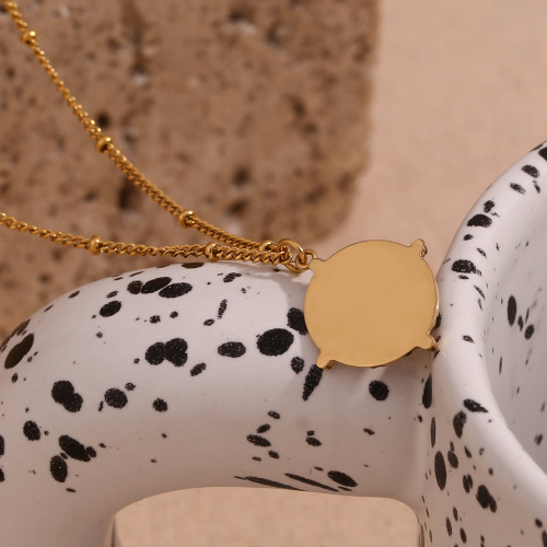 NTSMJ291 18K Gold-Plated Stainless Steel Necklace with Natural White Crystal Oval Pendant for Women