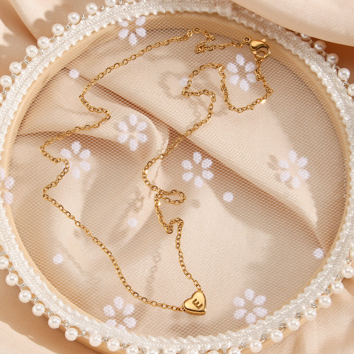 NTSMJ37 18K Gold Plated Stainless Steel Heart Initial Pendant Necklace for Women