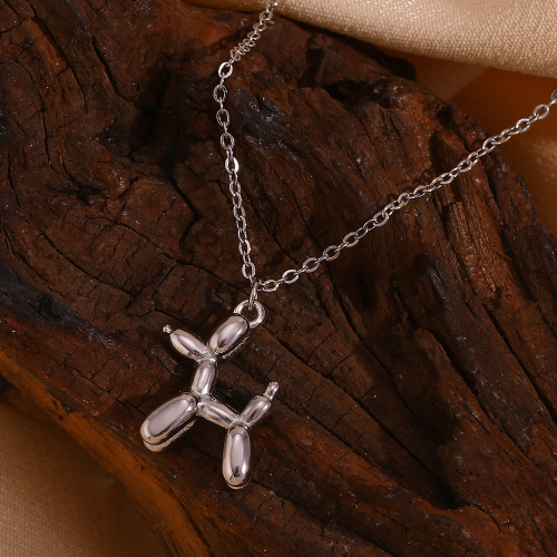 NTSMJ212 18K Gold Plated Stainless Steel 3D Dog Pendant Necklace for Women Trendy Animal Jewelry