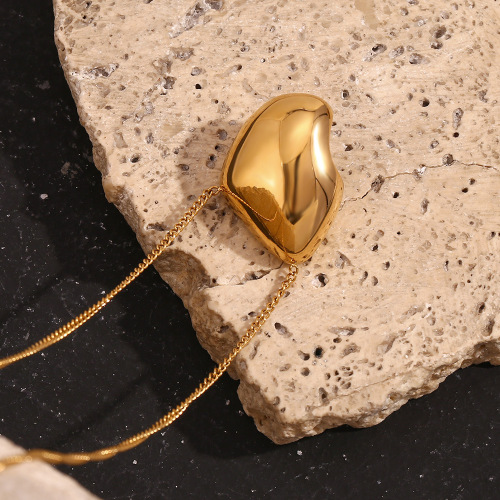 NTSMJ486 18K Gold Plated Stainless Steel Irregular Meteorite Pendant Necklace Unique Jewelry for Women