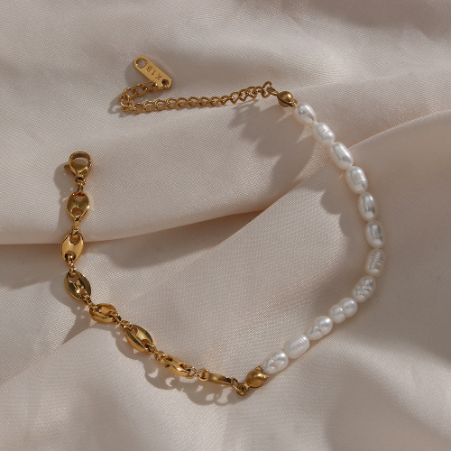 NTSMJ367 Asymmetric Freshwater Pearl Necklace and Pig Nose Bracelet Set for Women Elegant Jewelry