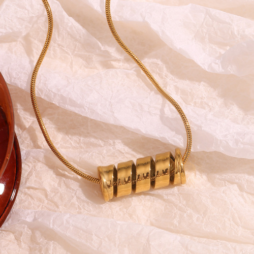 NTSMJ109 18K Gold Plated Stainless Steel Spiral Spring Pendant Necklace for Women Elegant Jewelry