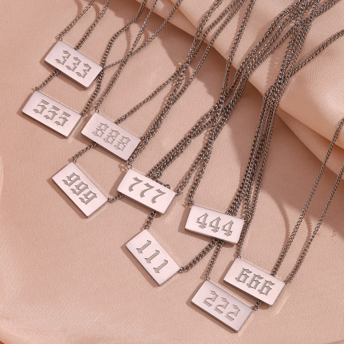 NTSMJ312 Stainless Steel Number Pendant Necklace for Women Customizable 111-999