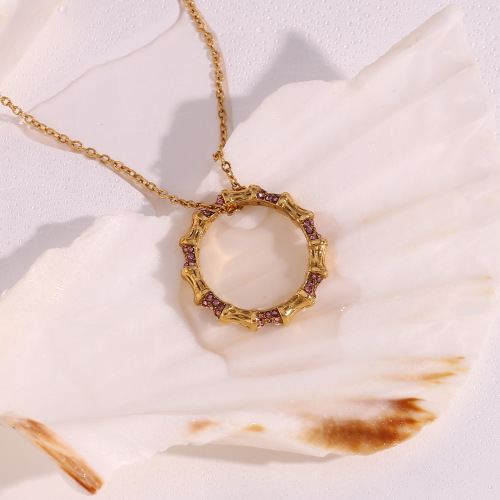 NTSMJ567 18K Gold Plated Hexagon Zirconia Virgin Mary Pendant Necklace Elegant Jewelry for Women