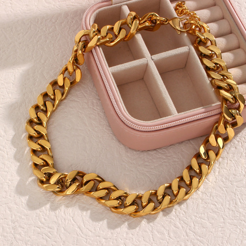 NTSMJ238 Wholesale Stainless Steel Cuban Chain Necklace for Women Trendy Hip Hop Jewelry