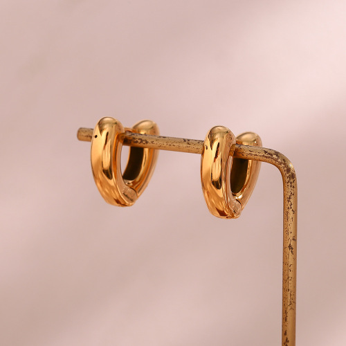 ETSMJ180 18K Gold Plated Stainless Steel Heart Drop Earrings Women's Fashion Jewelry with Small Clasp
