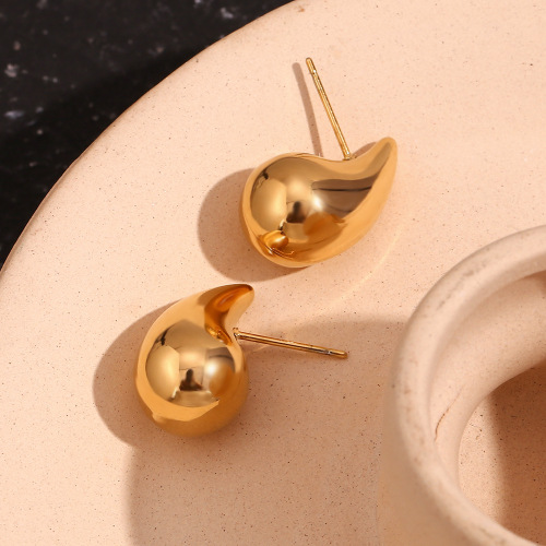 ETSMJ237 18K Gold Plated Stainless Steel Mini Hollow Teardrop Earrings Women's Fashion Jewelry