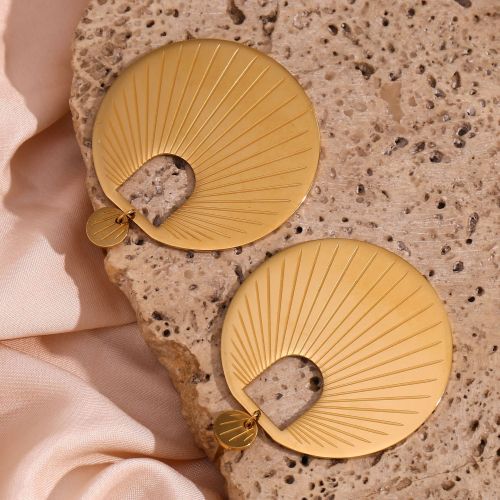 ETSMJ310 Bohemian Sunburst Round Disc Hoop Earrings Women's Fashion Jewelry