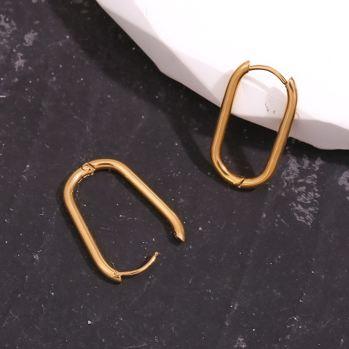 ETSMJ246 18K Gold Plated Stainless Steel Long O-Shaped Hoop Earrings Women's Fashion Jewelry