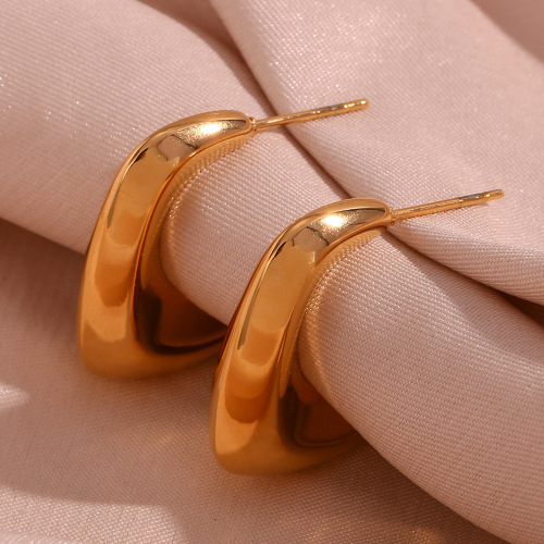ETSMJ493 18K Gold Plated Stainless Steel Hollow V Shape Geometric Stud Earrings Women's Fashion Jewelry