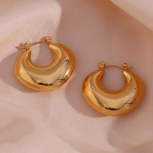 ETSMJ522 18K Gold Plated Stainless Steel Hollow Geometric Heart Hoop Earrings Women's Fashion Jewelry