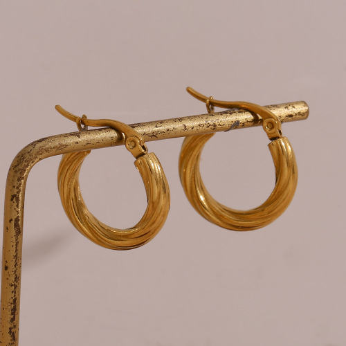ETSMJ308 18K Gold Plated Stainless Steel Croissant C-Shaped Hoop Earrings Women's Fashion Jewelry