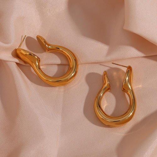 ETSMJ134 Large Stainless Steel Hollow Hoop Earrings Unique Shaped Stud Jewelry for Women
