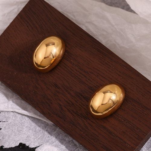 ETSMJ642 18K Gold Plated Stainless Steel Hollow Bead Stud Earrings Women's Fashion Jewelry