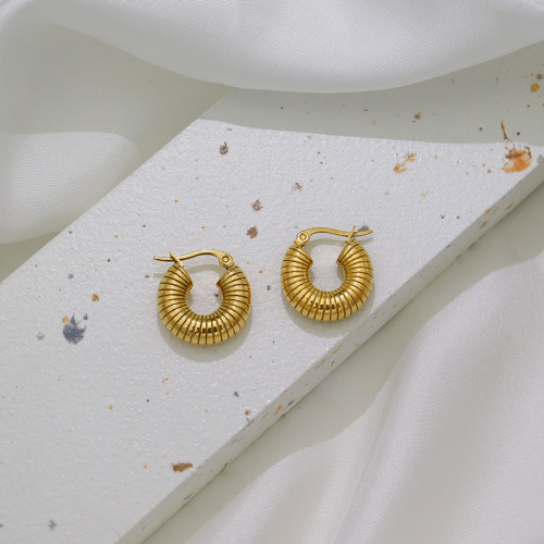 ETSMJ505 18K Gold Plated Stainless Steel Twisted Hoop Earrings Women's Fashion Jewelry