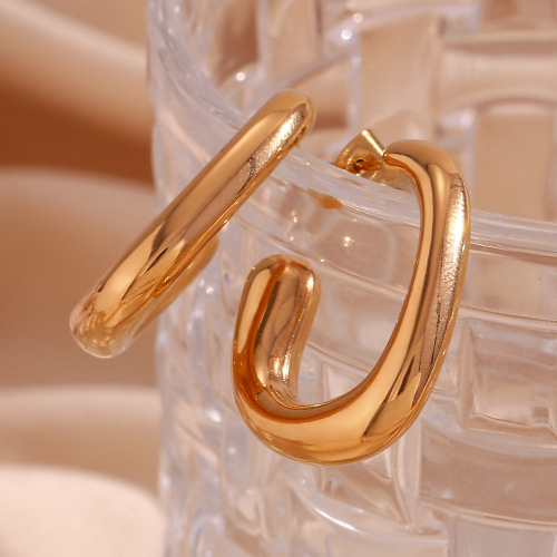 ETSMJ468 18K Gold Plated Stainless Steel Geometric Hollow Rectangular Earrings Women's Fashion Jewelry